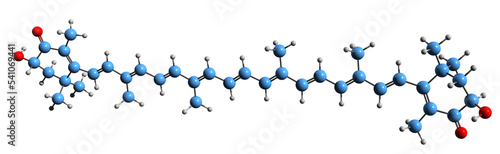 3D image of Astaxanthin skeletal formula - molecular chemical structure of  keto-carotenoid isolated on white background photo