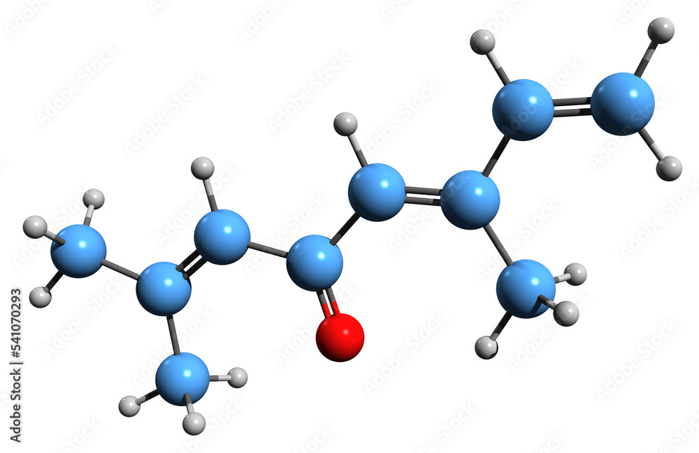 3D image of skeletal formula - molecular chemical structure of dehydrotageton isolated on white background
3D image of skeletal formula - molecular chemical structure of dehydrotageton isolated on white background