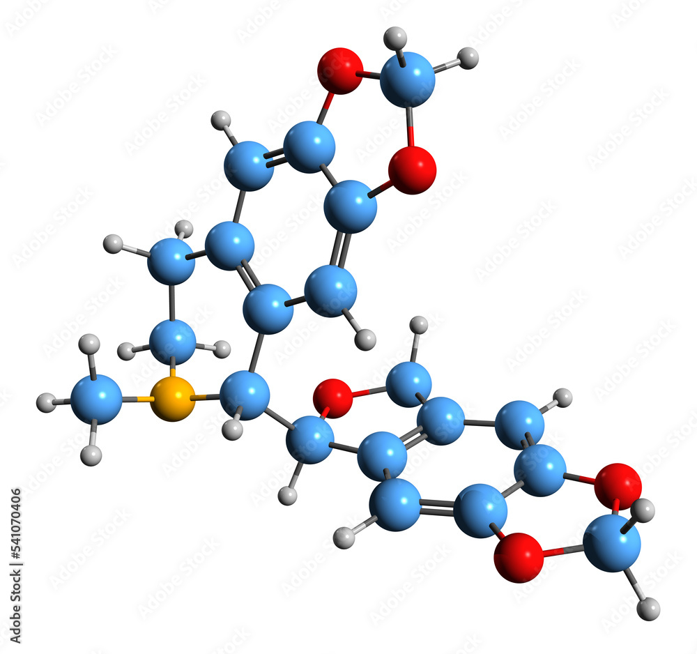 3D image of Bicuculline skeletal formula - molecular chemical structure of phthalide-isoquinoline compound isolated on white background
3D image of Bicuculline skeletal formula - molecular chemical structure of phthalide-isoquinoline compound isolated on white background