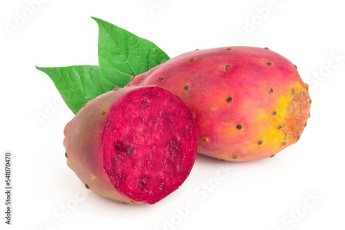 Canvas Print red prickly pear or opuntia isolated on a white background
