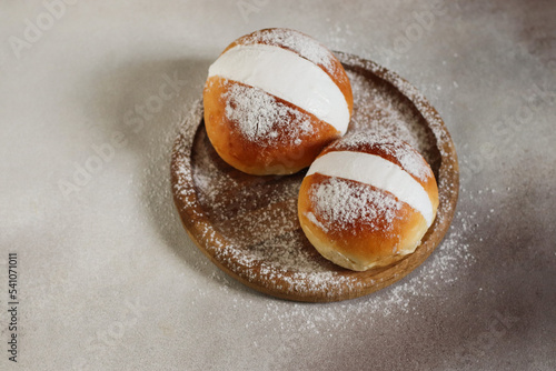 appetizing buns sweet maritozzi romani ricetta originale closeup selective focus