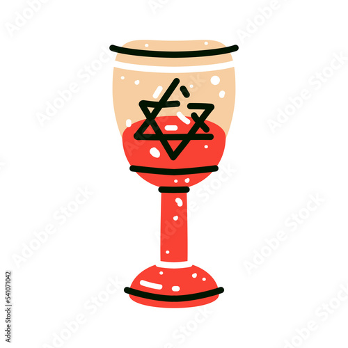 Drawing wineglass with Israel drink. Hand-drawn colored flat vector illustration of beverage isolated on white background