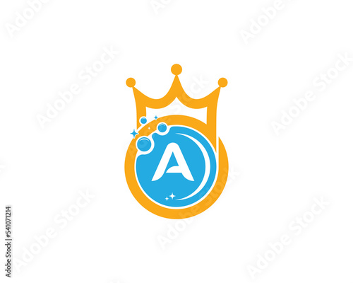Cleaning Service Logo Concept symbol sign icon Element Design. Crown, Cleaning Home Logotype. Vector illustration template