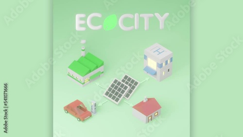 3D animation of Ecological city concept	
