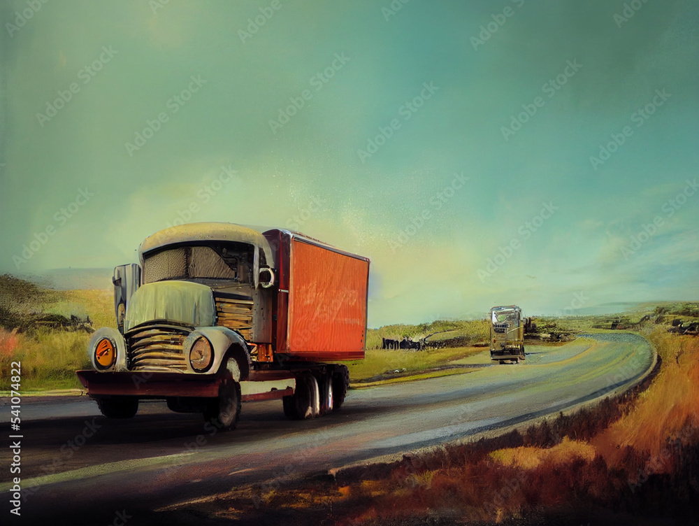 truck carries goods on the highway truck carries goods on the highway