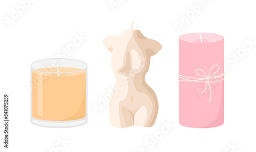 Set of candles isolated on a white background. Flat vector illustration
