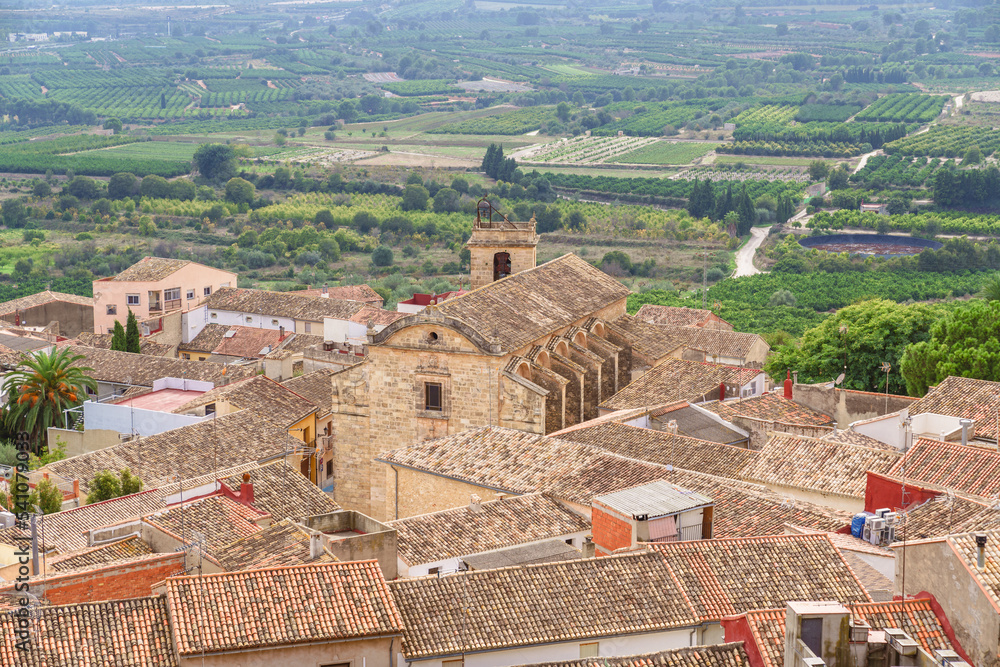 Elevated view of Montesa town in Valencian Community, Spain