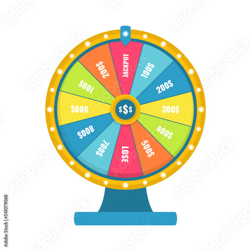Wheel of fortune background. Vector lucky roulette illustration. Online casino concept.