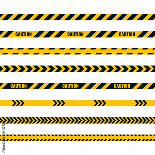 Caution tape. Caution yellow warning lines isolated on white. Vector illustration © ket4up