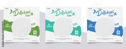 Delicious food menu and restaurant social media instagram square post template banner