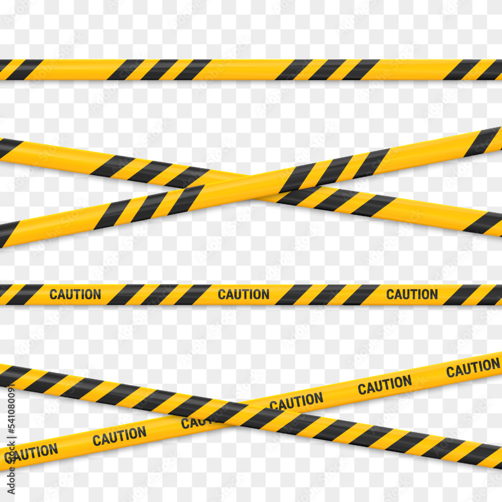 Caution tape. Caution yellow warning lines isolated on white. Vector
