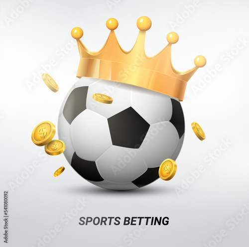 Sport bet soccer ball crown game illustration. Vector soccer sport bet football winner background