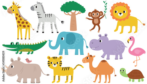 Exotic animals, vector set (African and savannah)