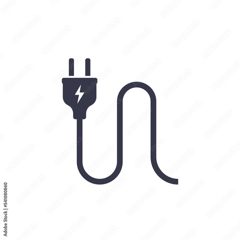 Electric plug power vector consumption ac symbol icon. Electric plug icon illustration isolated adapter cable connect Electric plug power vector consumption ac symbol icon. Electric plug icon illustration isolated adapter cable connect