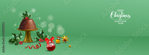 Green banner with pudding