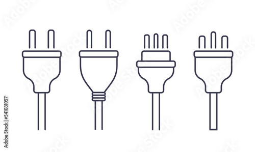 Electric plug power vector consumption ac symbol icon. Electric plug icon illustration isolated adapter cable connect