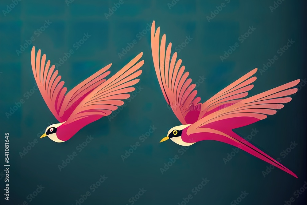Fototapeta premium Flying swallows. Bird in flight isolated on a white background. 2d illustration illustration in a flat style.