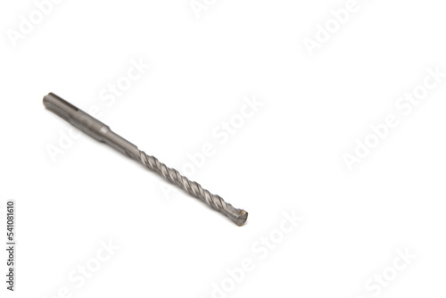 Drill bit for concrete, isolated on white background. Construction and hardware concept.