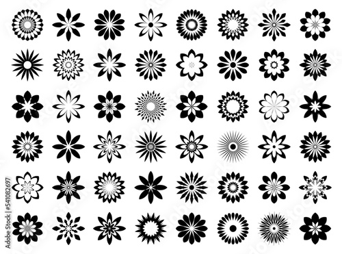 Abstract Flower Icons. Design Elements Set.