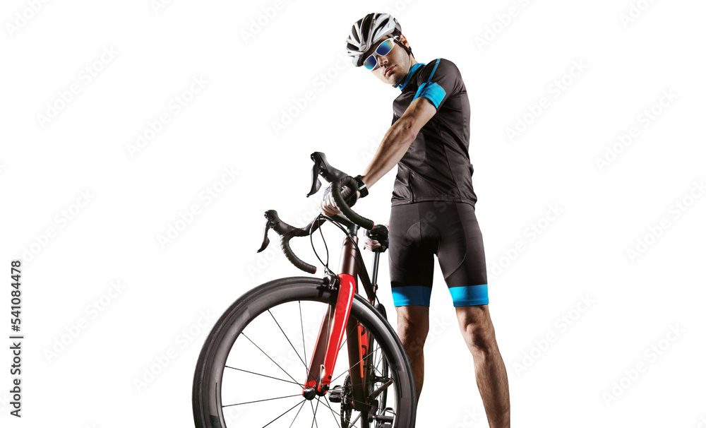 Obraz premium Athlete cyclists in silhouettes on transparent background. Road cyclist. 