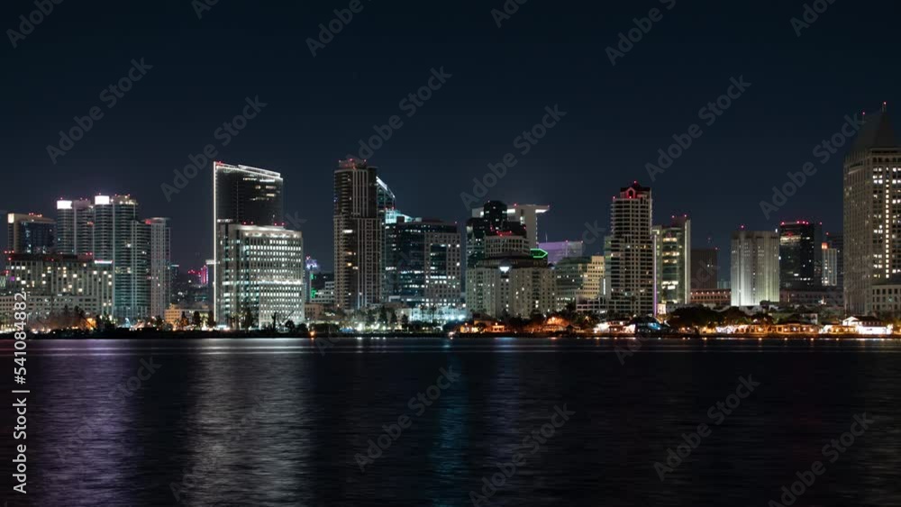 San Diego Downtown Skyline from Bayview Park Coronado Island Night Time Lapse California USA San Diego Downtown Skyline from Bayview Park Coronado Island Night Time Lapse California USA