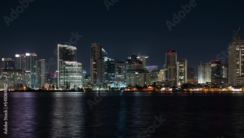 Wallpaper Mural San Diego Downtown Skyline from Bayview Park Coronado Island Night Time Lapse California USA Torontodigital.ca