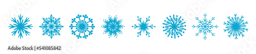 Collection of various snowflakes. Vector graphics.