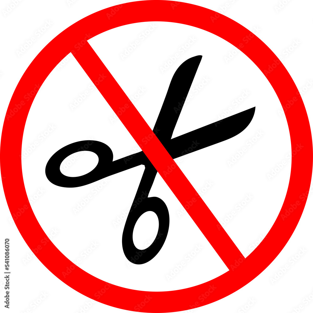 No scissors prohibition sign icon. No scissors prohibition sign icon.