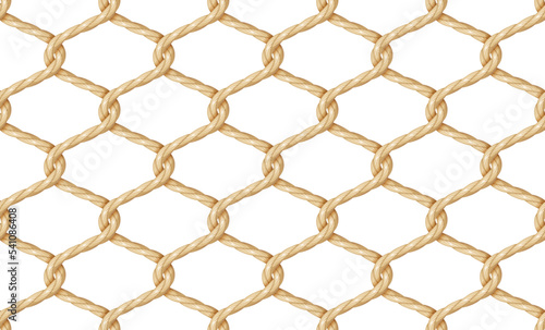 Rope seamless pattern. Texture from rope use for background. Template of sea or fishing net. Isolated vector illustration