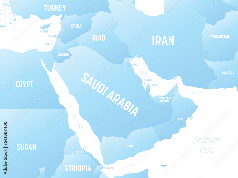 Middle East detailed political map with lables Stock Vector | Adobe Stock