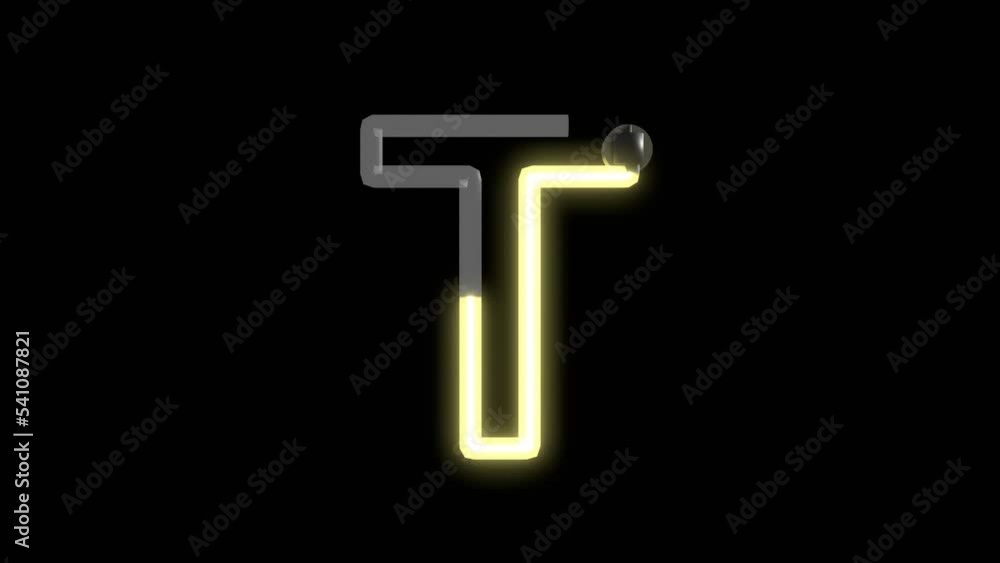 Yellow Neon Lights Themed Font Letter T Yellow Neon Lights Themed Font Letter T