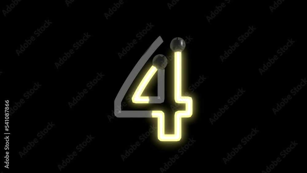 Yellow Neon Lights Themed Font Number 4 Yellow Neon Lights Themed Font Number 4