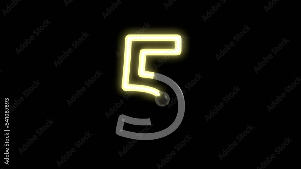 Yellow Neon Lights Themed Font Number 5 Yellow Neon Lights Themed Font Number 5