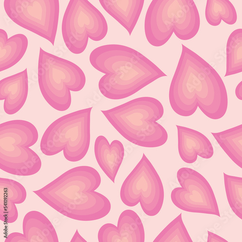 Groovy hearts seamless pattern. Psychedelic distorted vector background. Yk2 retro hippie style. photo