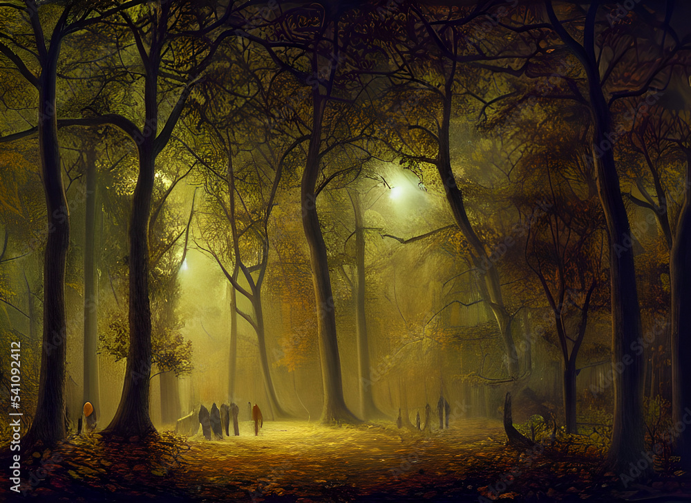 Dark Silhouette Walk Winter Woods Tree Road Park Trees Autumn Landscape Sunset Dog Person Morning Nature Path People Couple Woman Walking Fog Leaves Forest Fall