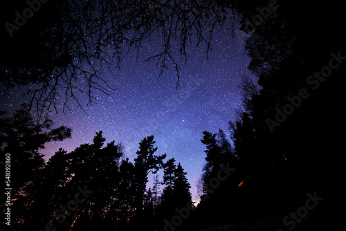 Purple night sky with stars Sweden starscape