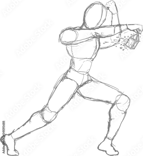 Sketch of man walking carefully