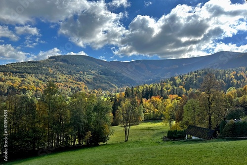 valley under Travny mountain in Beskydy photo