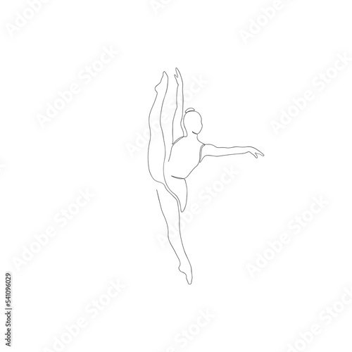 Single continuous one line drawing of ballerina