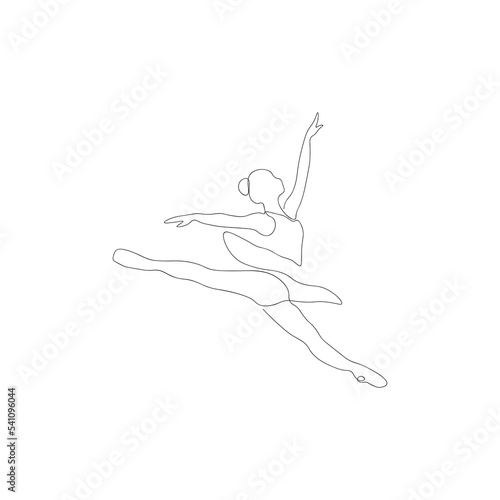 Trendy continuous one line drawing of ballet dancer in motion