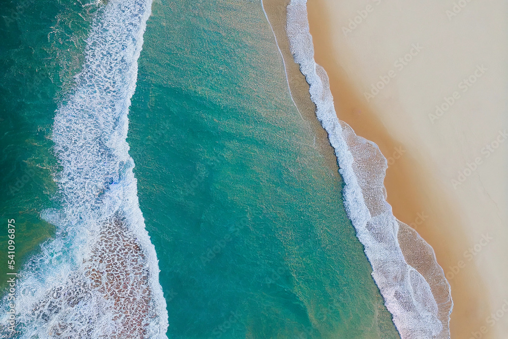 Aerial view of beach and wave Aerial view of beach and wave