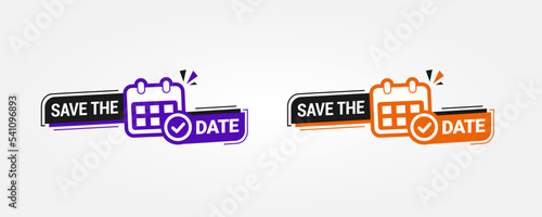 Save the Date Sign. Purple and Orange Save the Date. Save the Date Banner On White Background