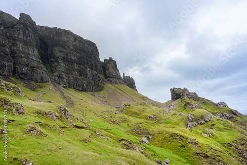 The Quraing mountain landscape,in the summer,Isle of Skye,Scotland,UK
