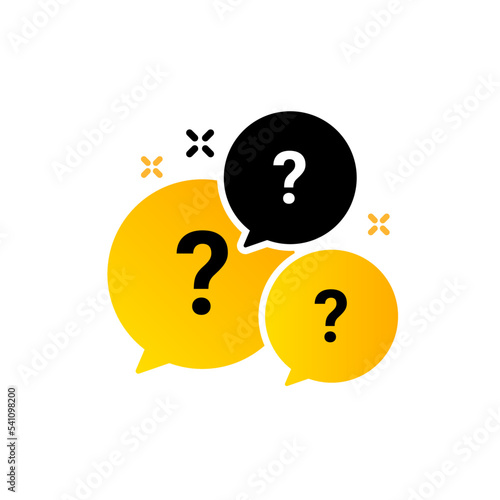 Question bubbles vector icon logo. Faq box illustration ask question bubble answer background chat.