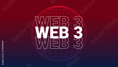 Web 3 world technology digital background. Web3 planet future internet new version blockchain metaverse.