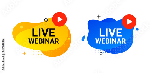 Webinar live virtual event icon, online video training broadcast. Live webinar workshop stream video conference podcast.