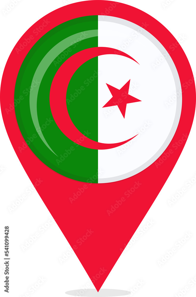Map pin icons of Algeria's national flags Map pin icons of Algeria's national flags