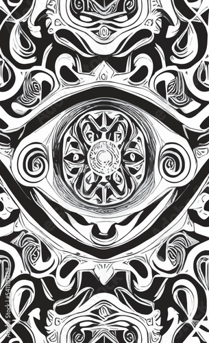Decorative black and white gothic ornament, base for tattoo