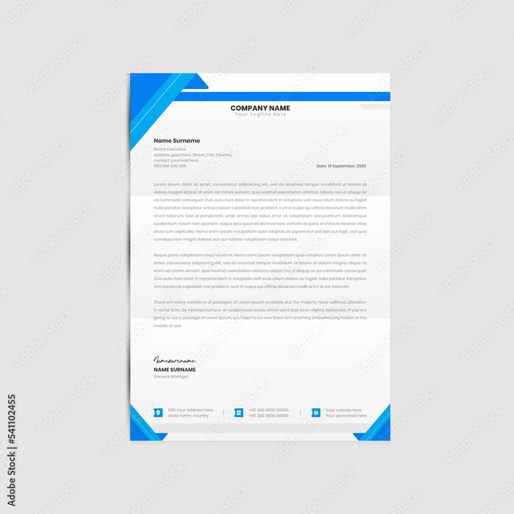 Professional and modern letterhead template design with geometric shapes Professional and modern letterhead template design with geometric shapes