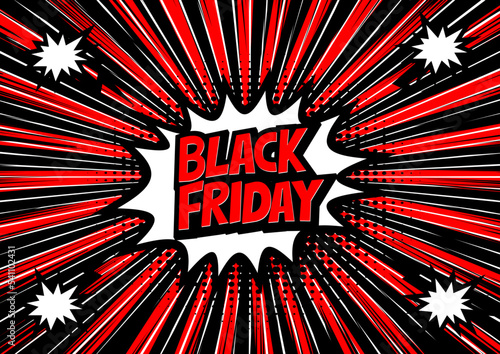 Abstract vector black Friday vector illustration. halftone dot versus comic. Comics book template background. Pop art colorful backdrop.	
